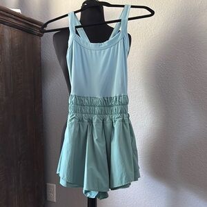 Light Blue Sleeveless Athletic double Shorts Romper